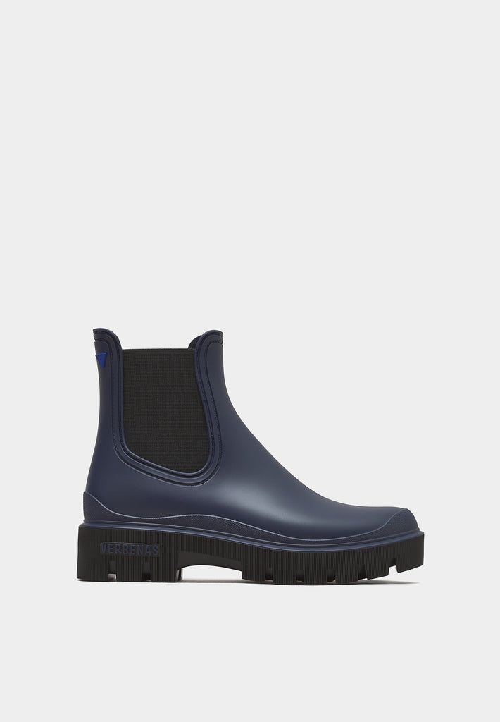Side view of Verbenas Mae Mate 20434 Marine/Black boot highlighting marine/black contrast and waterproof design.